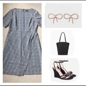 Banana Republic Black and White Plaid Asymmetrical Dress Size 16